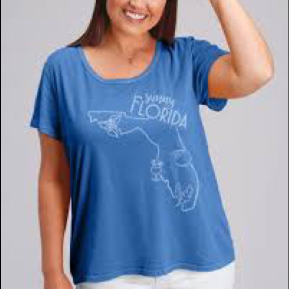 New Fresh Produce Sunny Florida Vintage Look Go To Tee Blue M